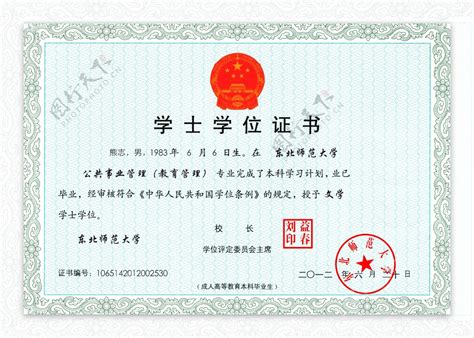 上海大学学士学位证书图片
