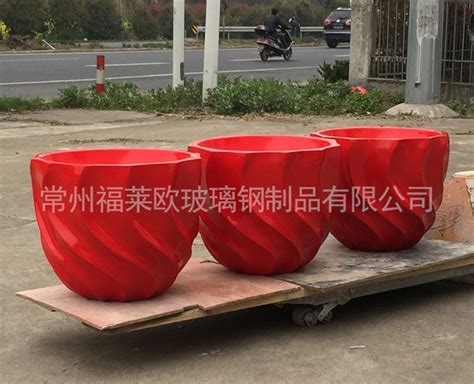 上海玻璃钢暗红色石漆花盆