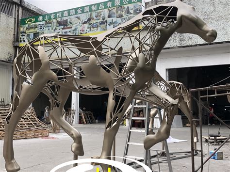 不锈钢马大型园林雕塑摆件