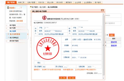 中国农业银行电子回单专用章