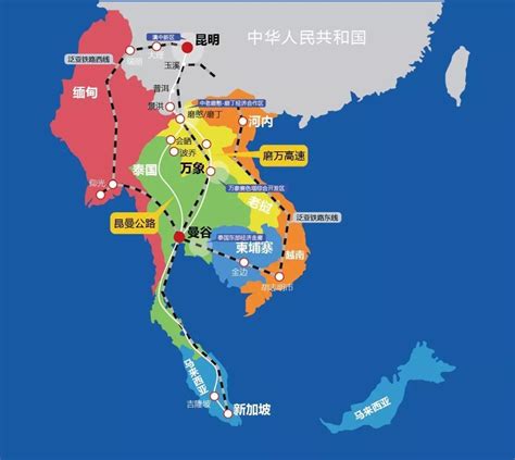 中国到泰国地图图片