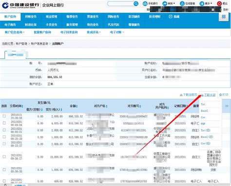 中国建行网银如何下载流水单
