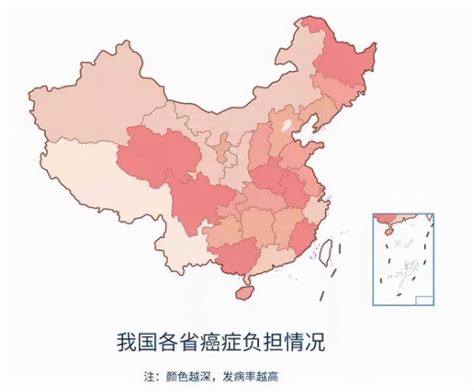 中国癌症省份分布图