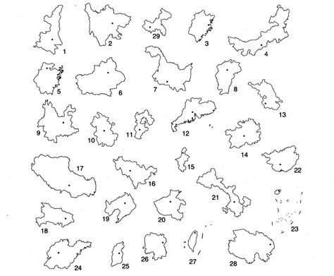 中国34个省轮廓图简笔画