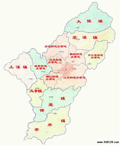 义乌市行政区划图