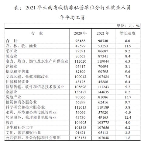 云南省个人平均工资