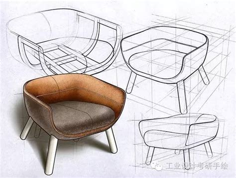 休闲椅设计草图三视图