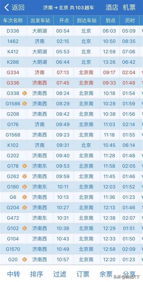 北京到信阳高铁时刻表查询