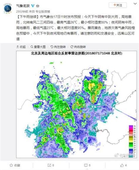 北京市暴雨预警实时预报