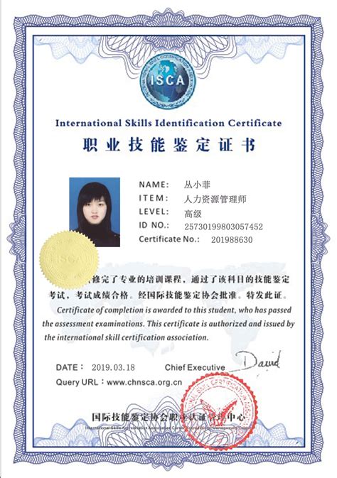 国际职业技能认证证书