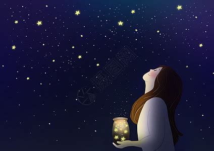 她看着星星在说话