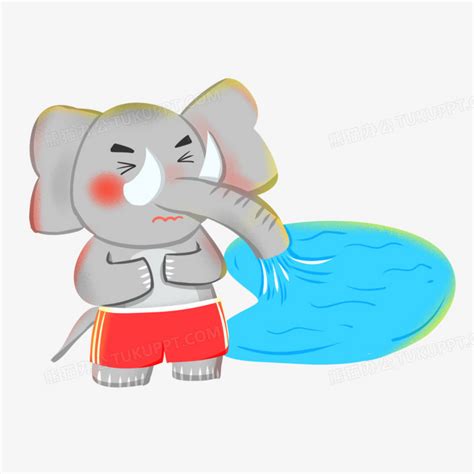 小象偷懒喝水