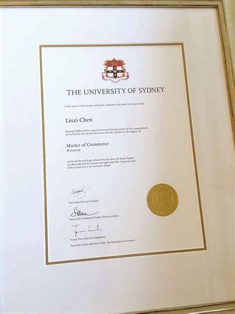 悉尼大学新版毕业证书图片