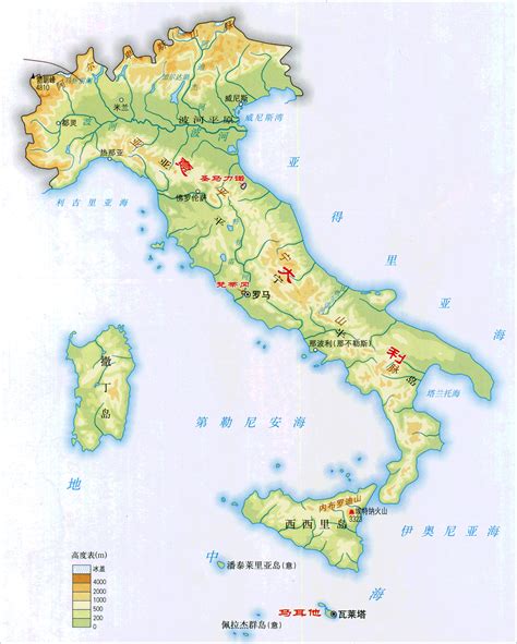 意大利地形图简图图片