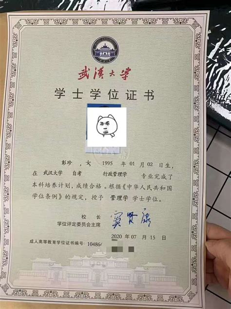 武汉大学自考本科毕业证样本