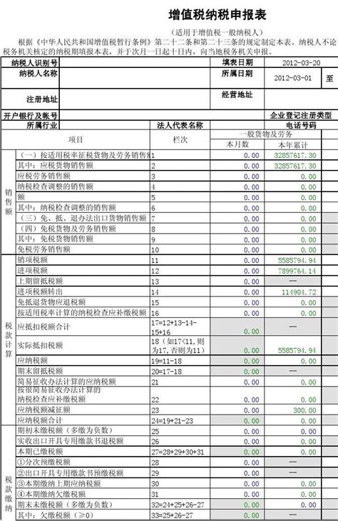 武汉市增值税申报表