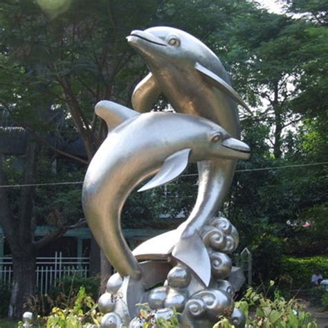 水景不锈钢海豚雕塑