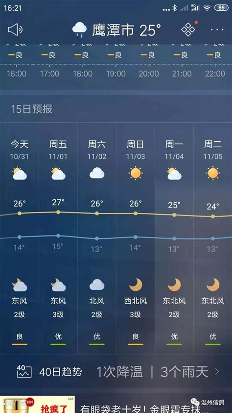 江西鹰潭天气预报