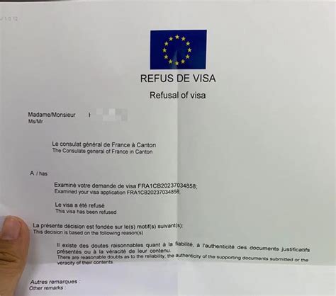 法国签证拒签单子图片
