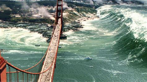 海啸冲垮大桥模拟