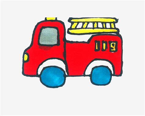 消防车的儿童绘画