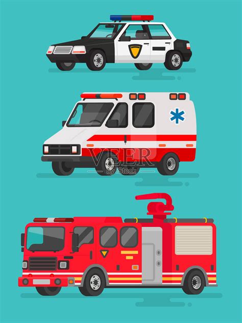 消防车警车救护车的动画视频