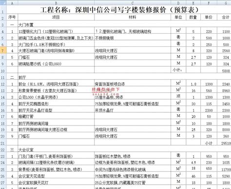 深圳市工程报价一览表
