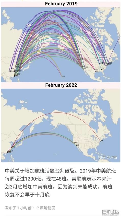 疫情前中美之间每天多少航班