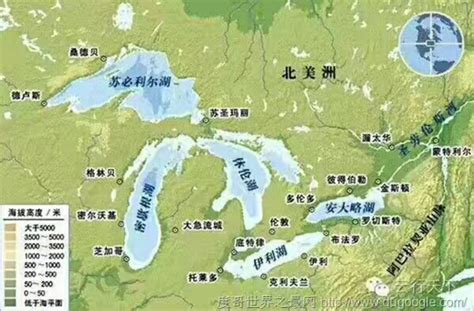 美国五大湖泊分布图
