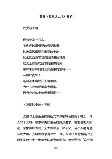 艾青诗选二十首最短的诗