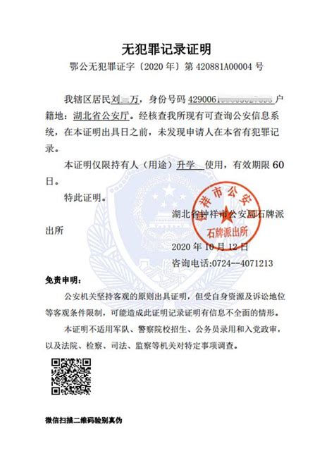 衡阳市公安局网上无犯罪记录