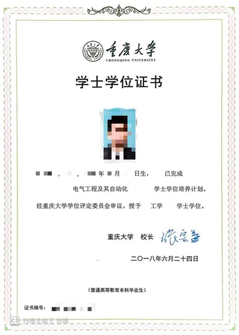 重庆大学学士学位证