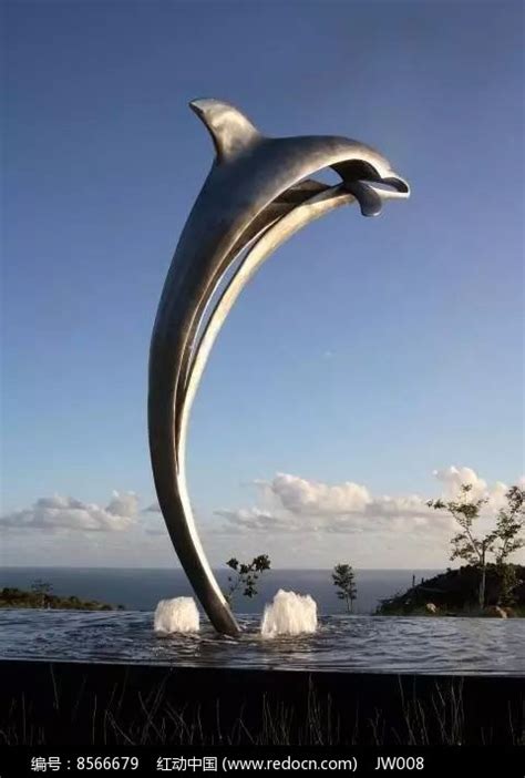 金属海豚雕塑艺术小品