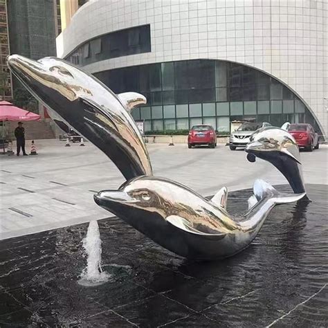 镜面不锈钢海豚雕塑厂家定制