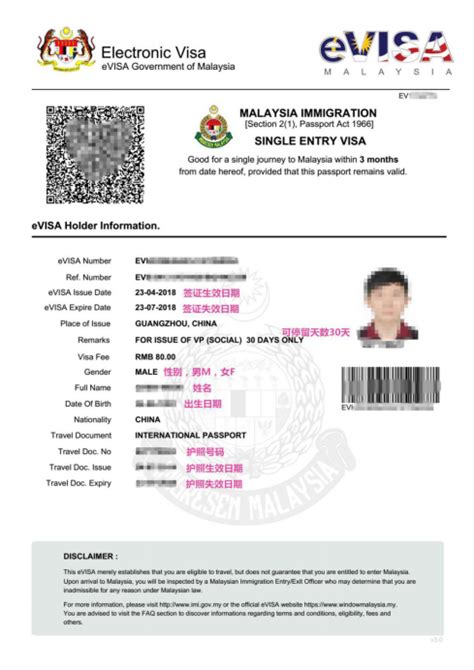 马来西亚三种签证