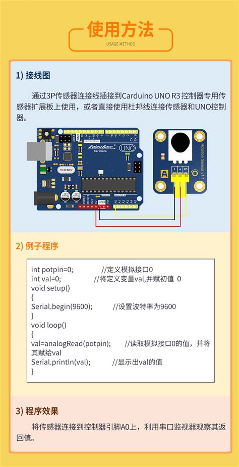 arduino模拟旋转角度传感器