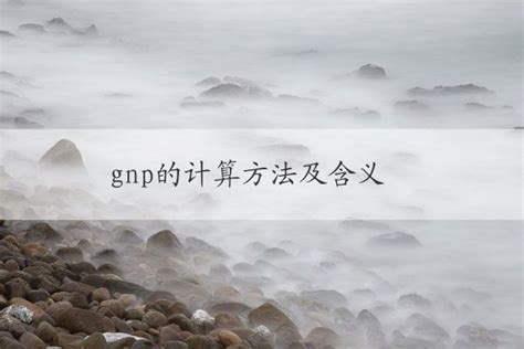gnp的计算方法及含义